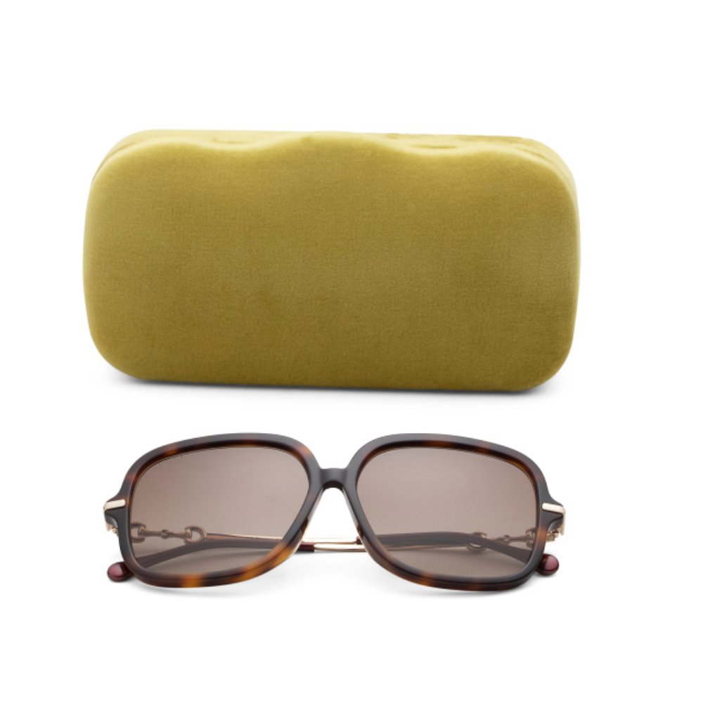 Gucci Tortoise/Gold 58mm Designer Sunglasses